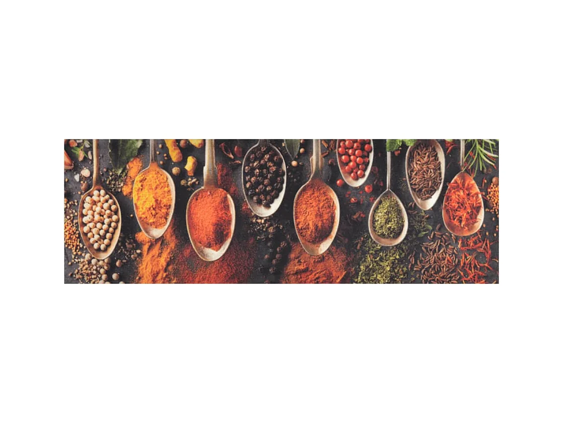 Tapis de cuisine lavable impression cuillère épices 60x180 cm
