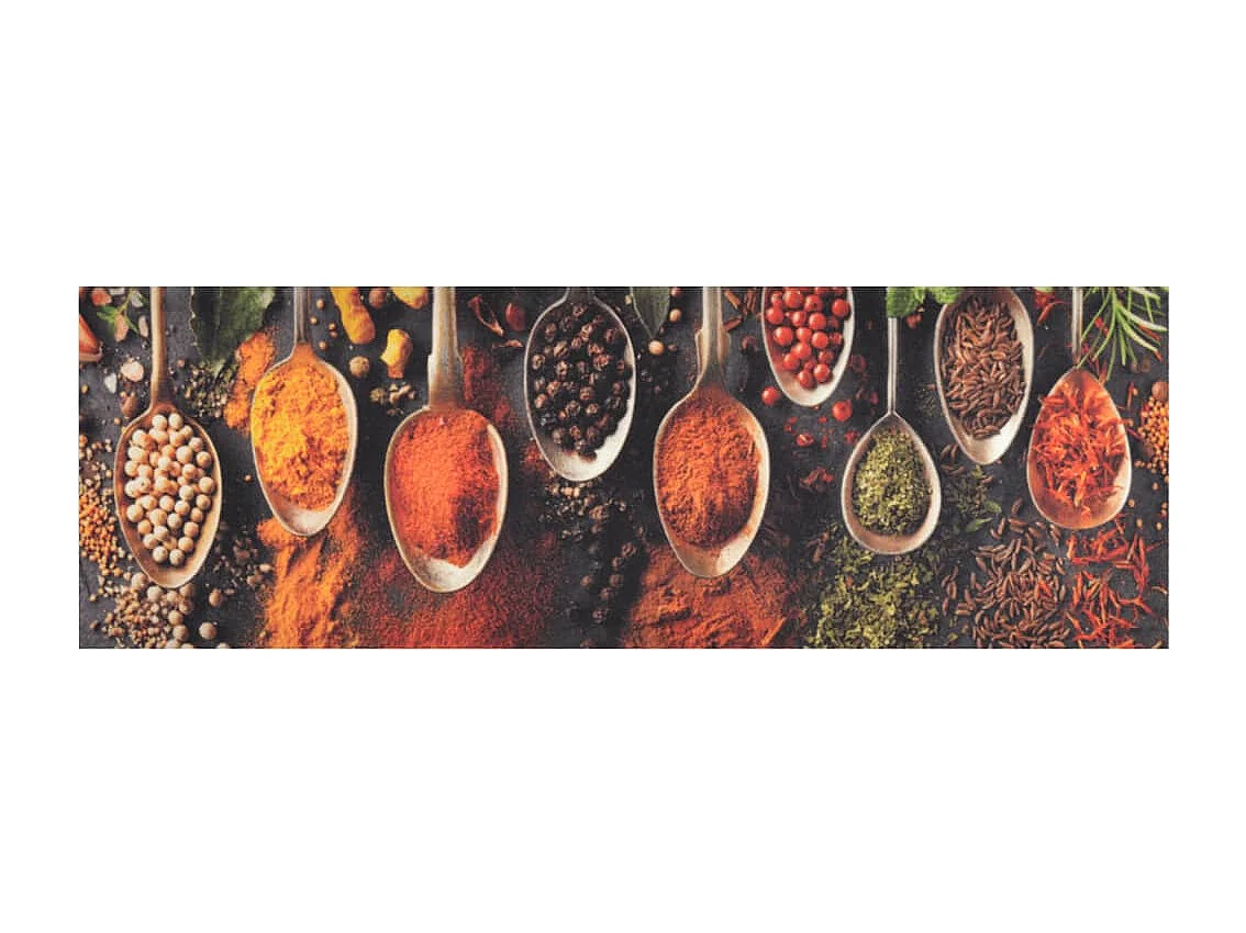 Tapis de cuisine lavable impression cuillère épices 60x180 cm