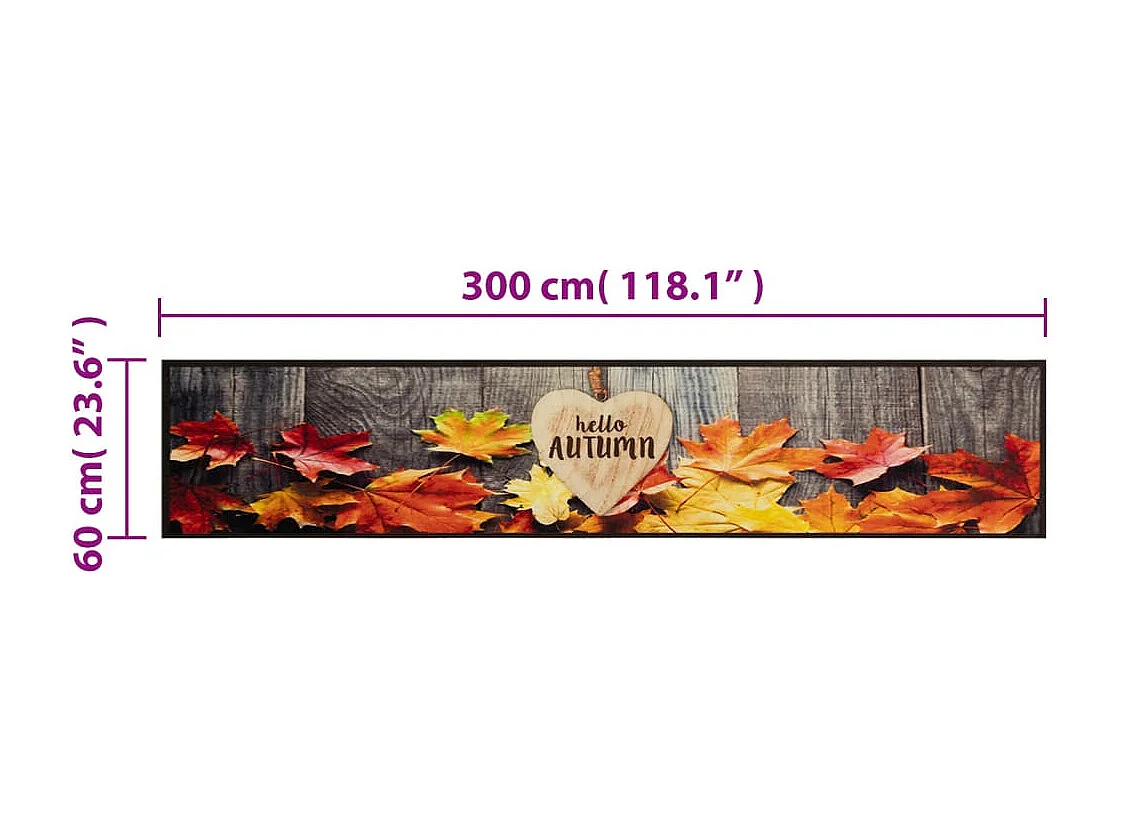 Tapis de cuisine lavable impression d'automne 60x300 cm velours
