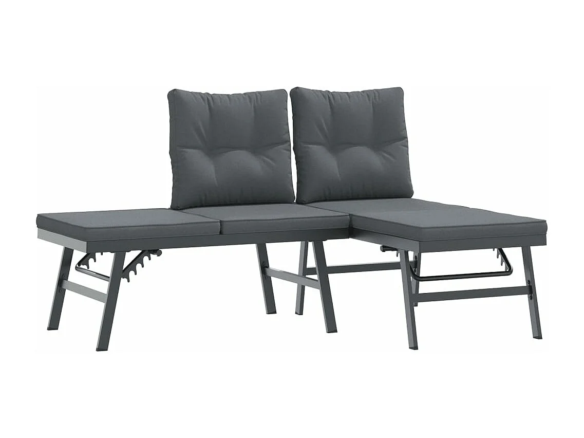 4 pcs bancos de jardim com almofadões aço revestido a pó preto