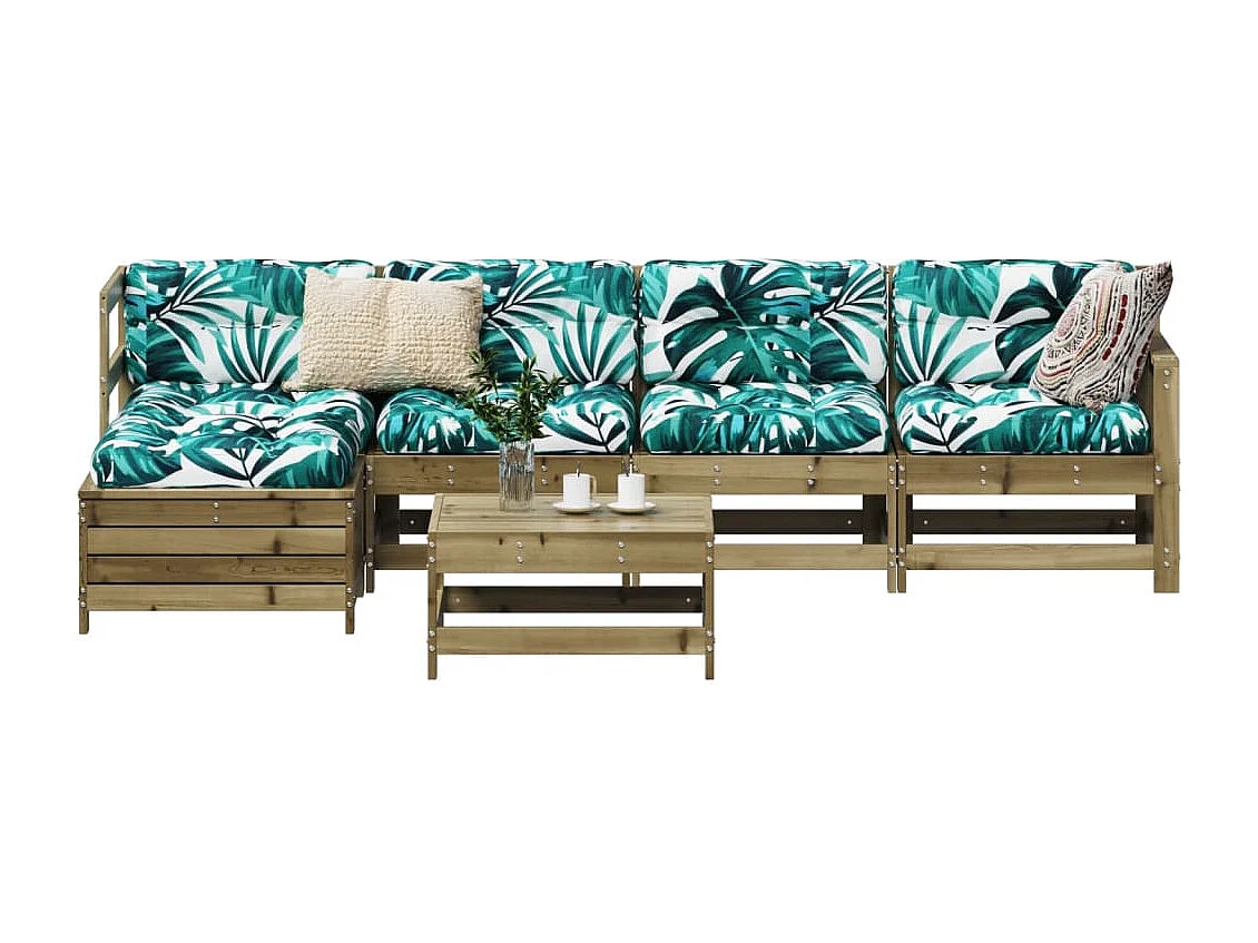 Salon de jardin 6 pcs bois de pin imprégné