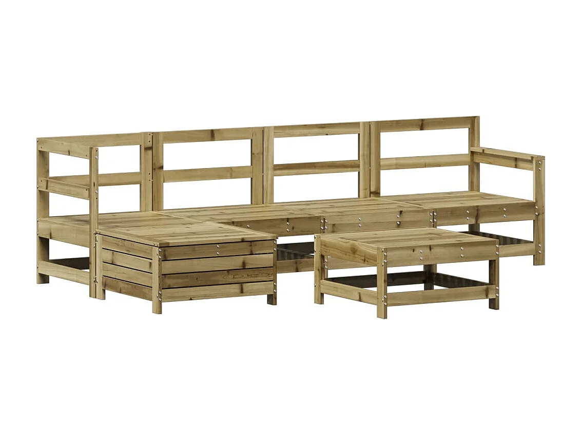 Salon de jardin 6 pcs bois de pin imprégné