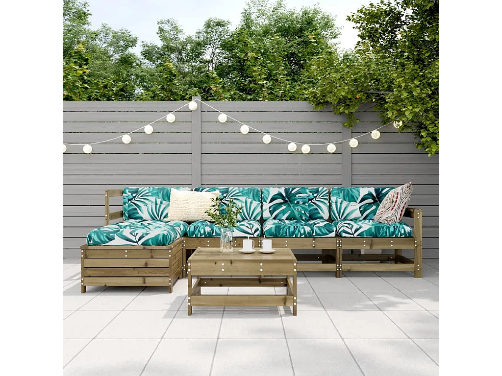 Salon de jardin 6 pcs bois de pin imprégné