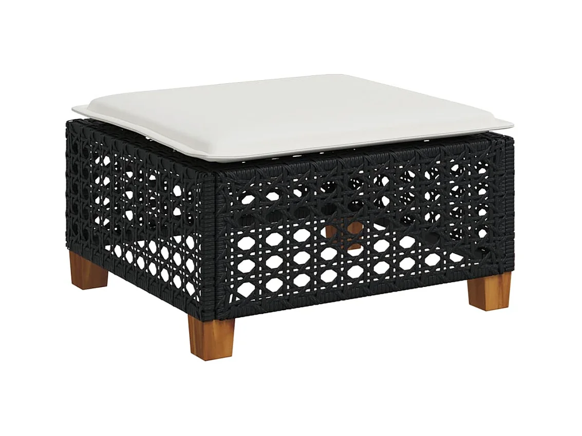 Salon de jardin 8 pcs avec coussins noir résine tressée
