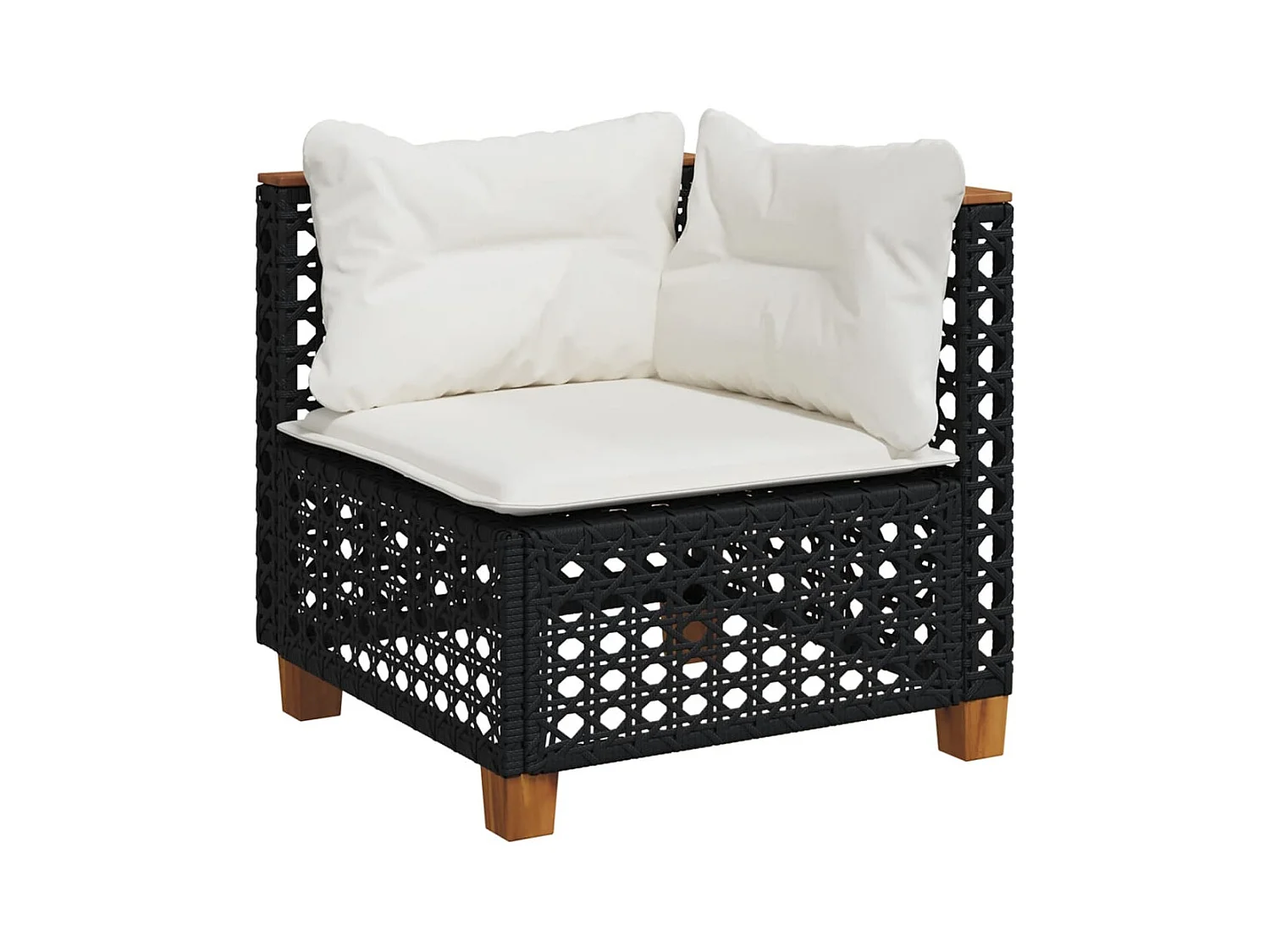 Salon de jardin 8 pcs avec coussins noir résine tressée