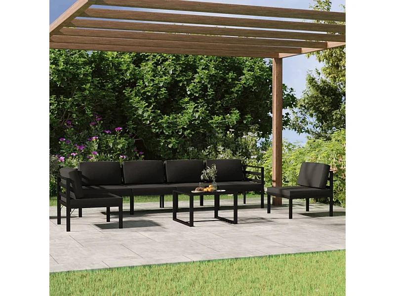 Salon de jardin 7 pcs avec coussins Aluminium Anthracite
