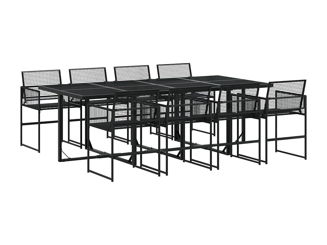 9-tlg. Garten-Essgruppe Schwarz Poly Rattan