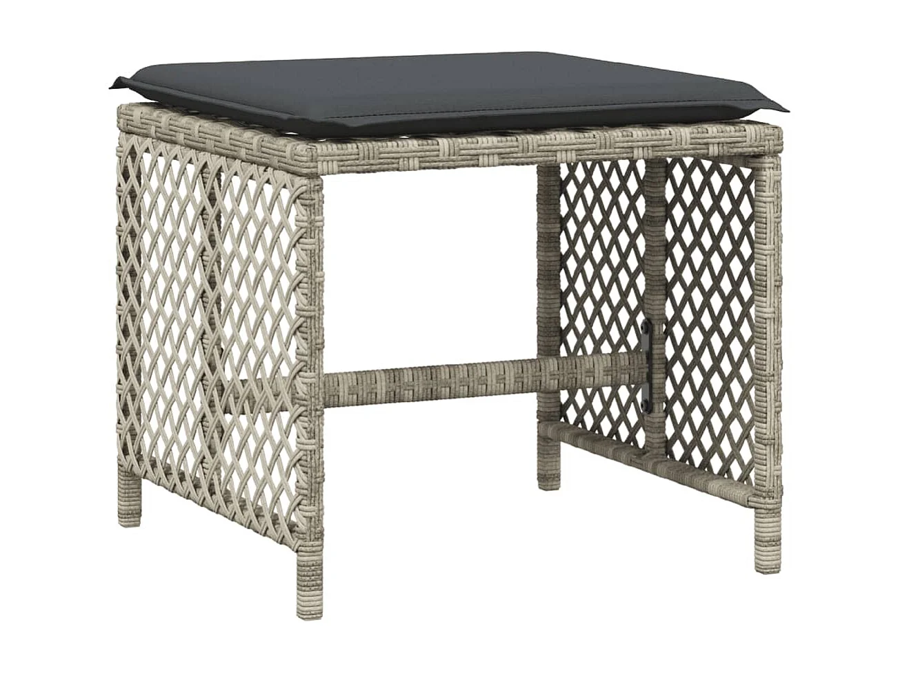 Set da Pranzo da Giardino 15 pz con Cuscini Grigio Polyrattan