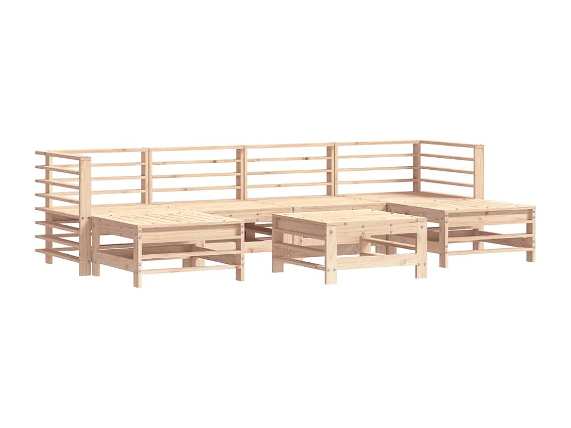 Juego de muebles de jardín 7 piezas madera maciza de pino