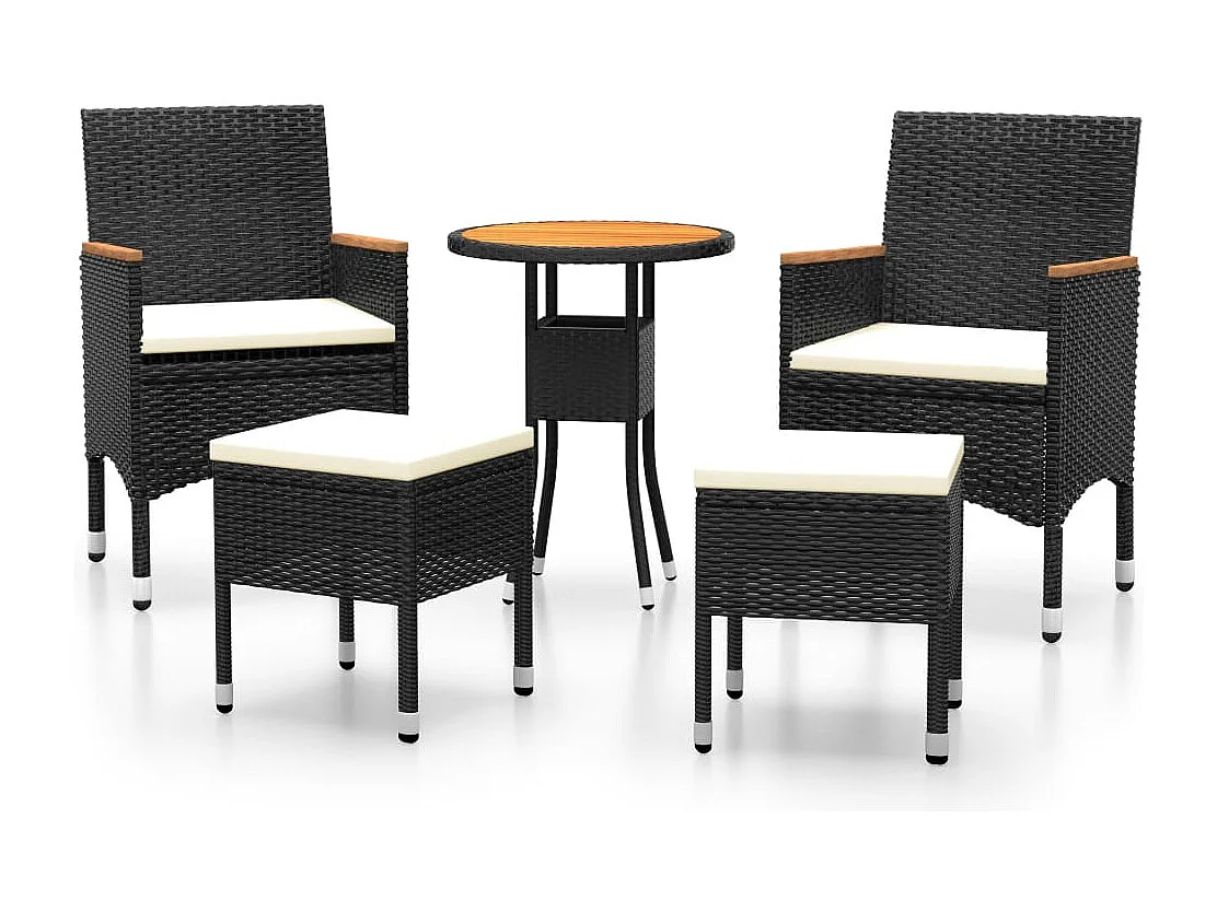 Salon de jardin 5 pcs Résine tressée Noir