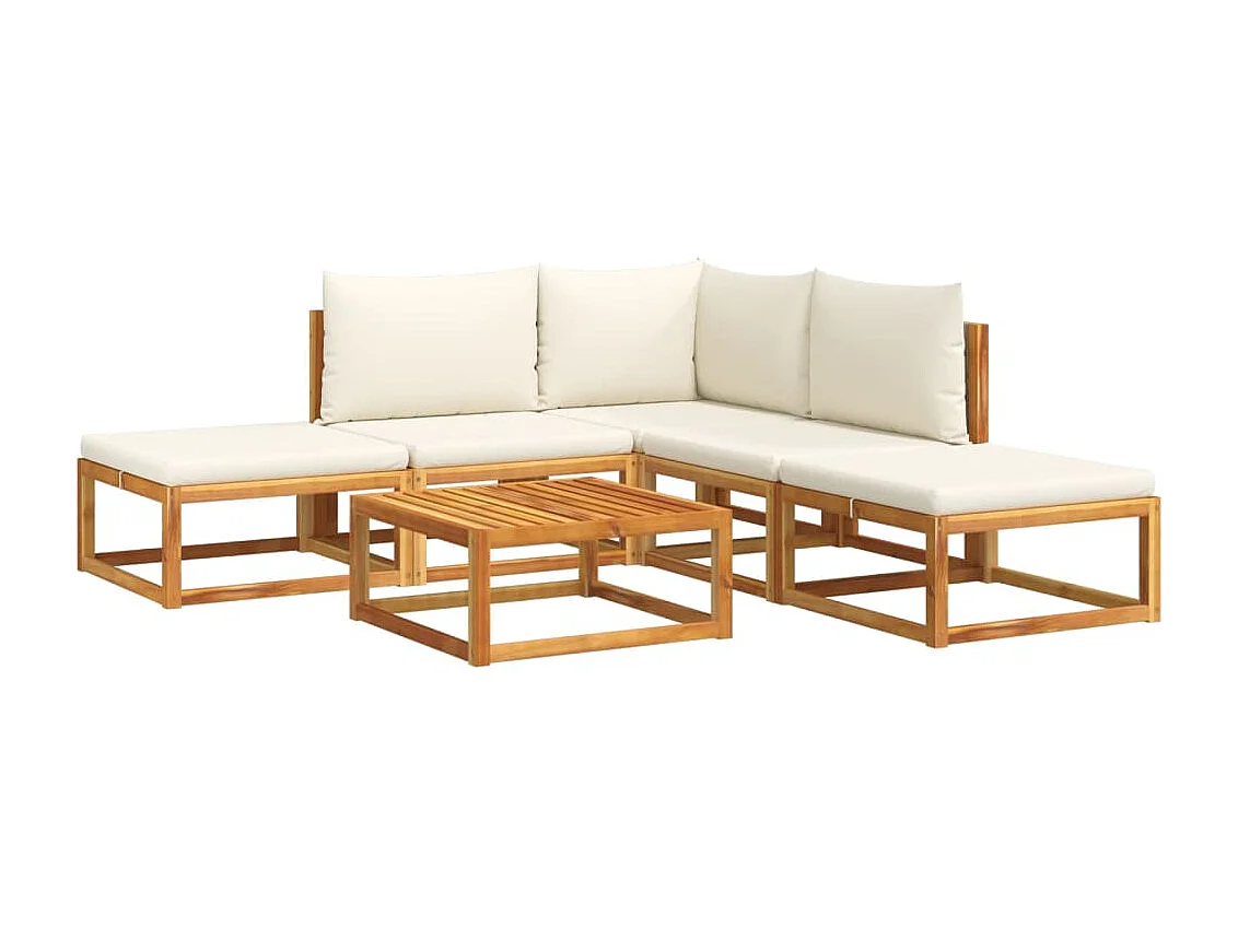 Salon de jardin avec coussins 6 pcs bois d'acacia solide