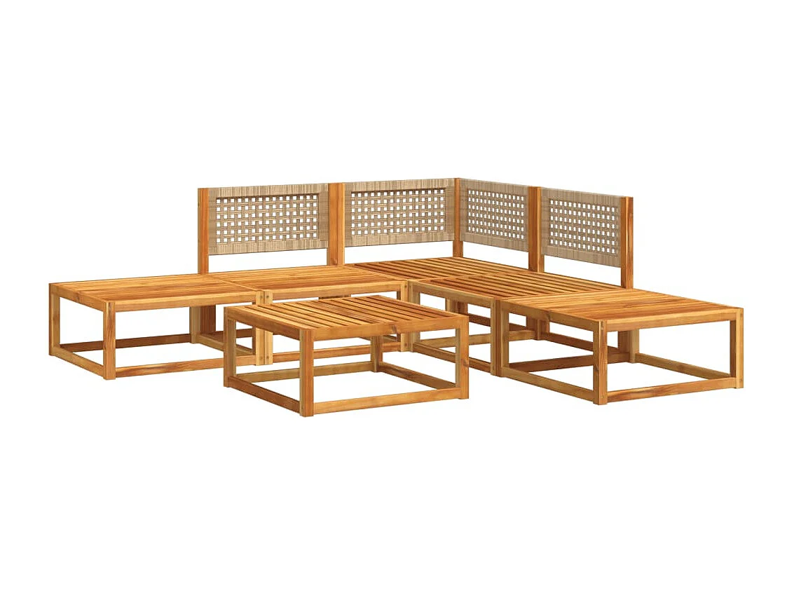 Salon de jardin avec coussins 6 pcs bois d'acacia solide
