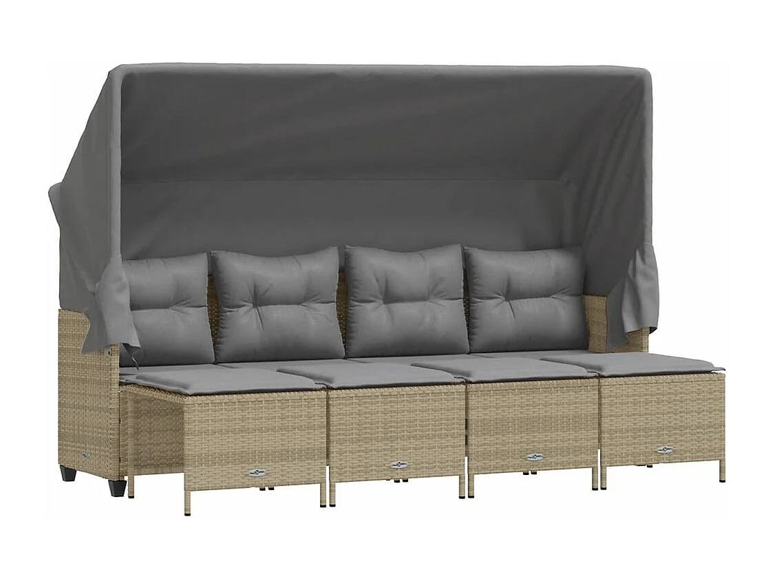 Set Divano da Giardino 5 pz con Cuscini Beige in Polyrattan