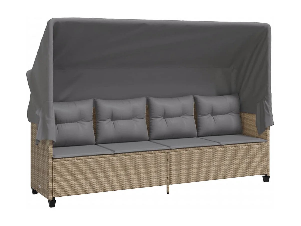 Set Divano da Giardino 5 pz con Cuscini Beige in Polyrattan