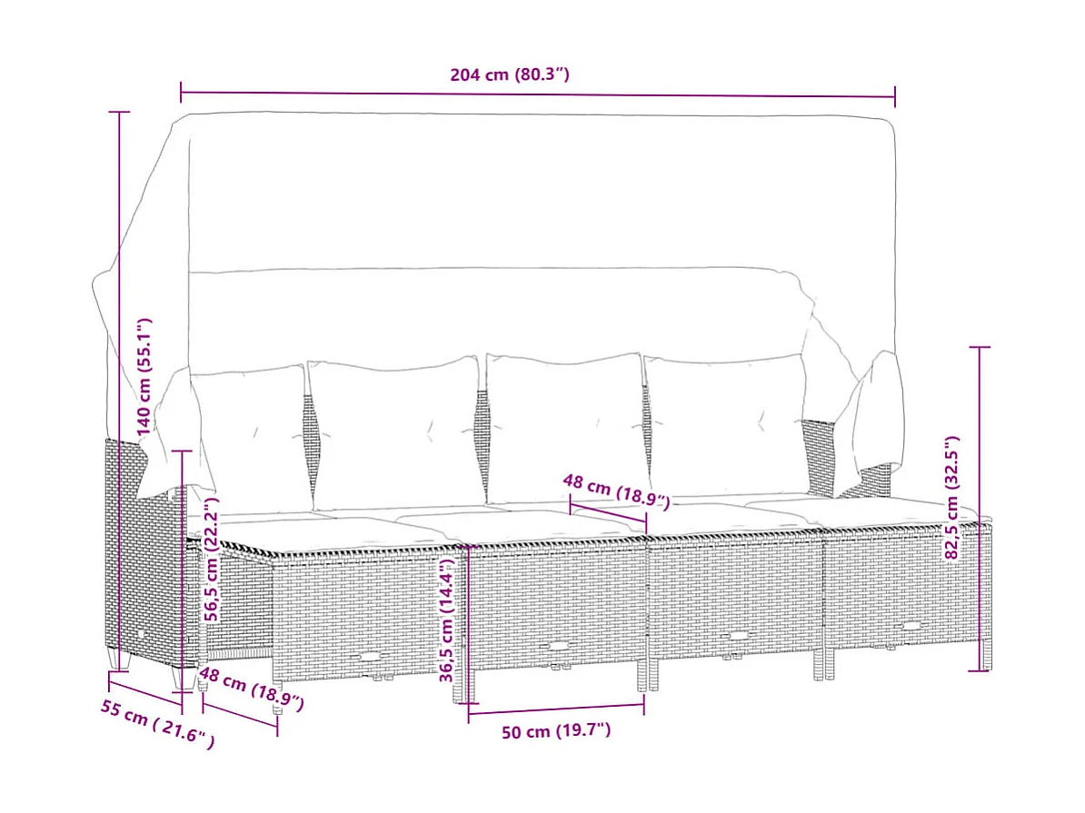 Set Divano da Giardino 5 pz con Cuscini Beige in Polyrattan