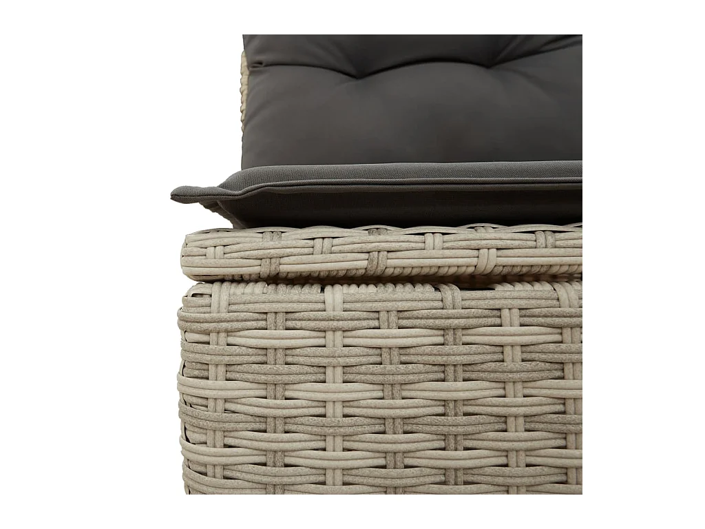 7-tlg. Garten-Sofagarnitur mit Kissen Hellgrau Poly Rattan