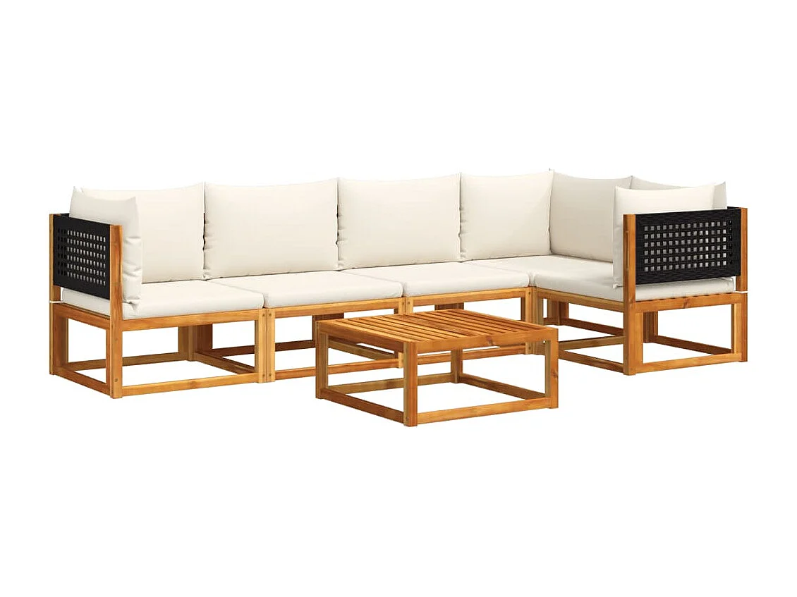 Salon de jardin avec coussins 6 pcs bois d'acacia solide