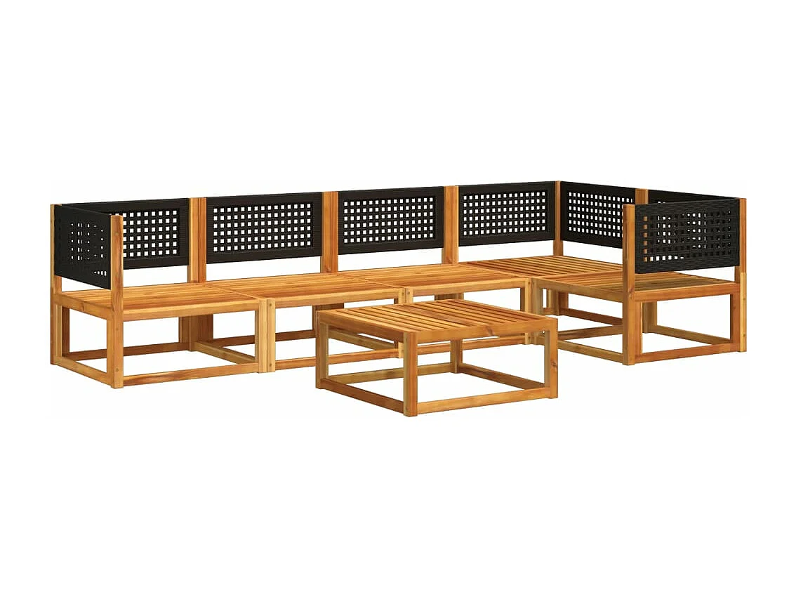 6 pcs conjunto de sofás de jardim com almofadões acácia maciça