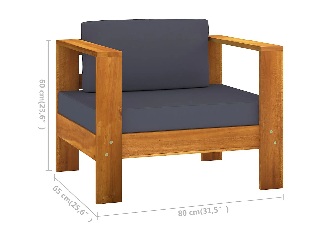 Muebles de jardín 9 pzas con cojines  gris oscuro madera acacia