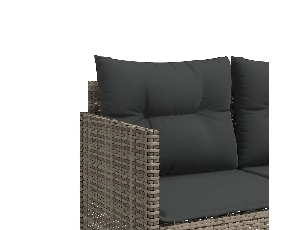 5 pcs conjunto sofás de jardim c/ almofadões vime PE cinzento