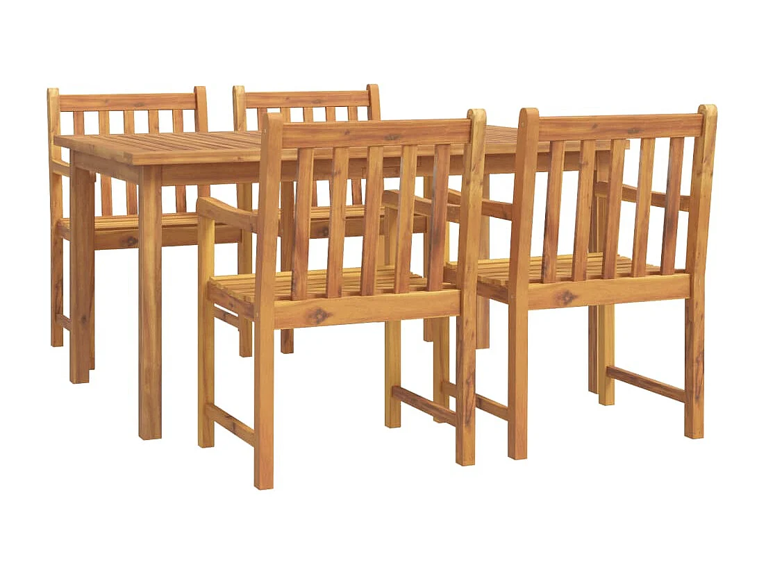 Juego de comedor de jardín 5 piezas madera maciza de acacia