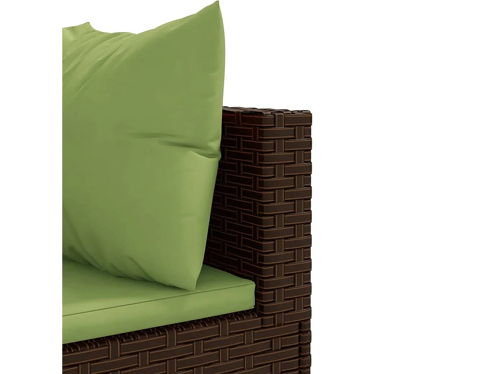 Salon de jardin 5 pcs avec coussins Marron Résine tressée