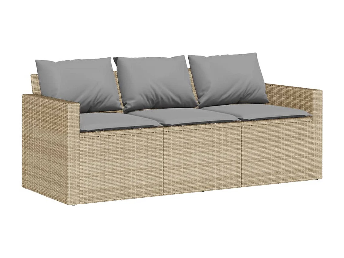 Salon de jardin avec coussins 6 pcs beige résine tressée