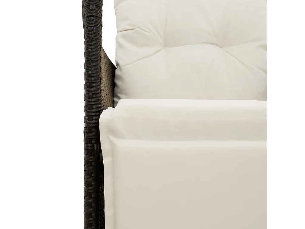 Ensemble de bistro 3 pcs avec coussins noir résine tressée