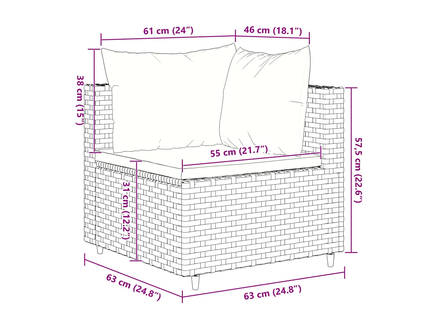 Salon de jardin 10 pcs avec coussins Gris Résine tressée