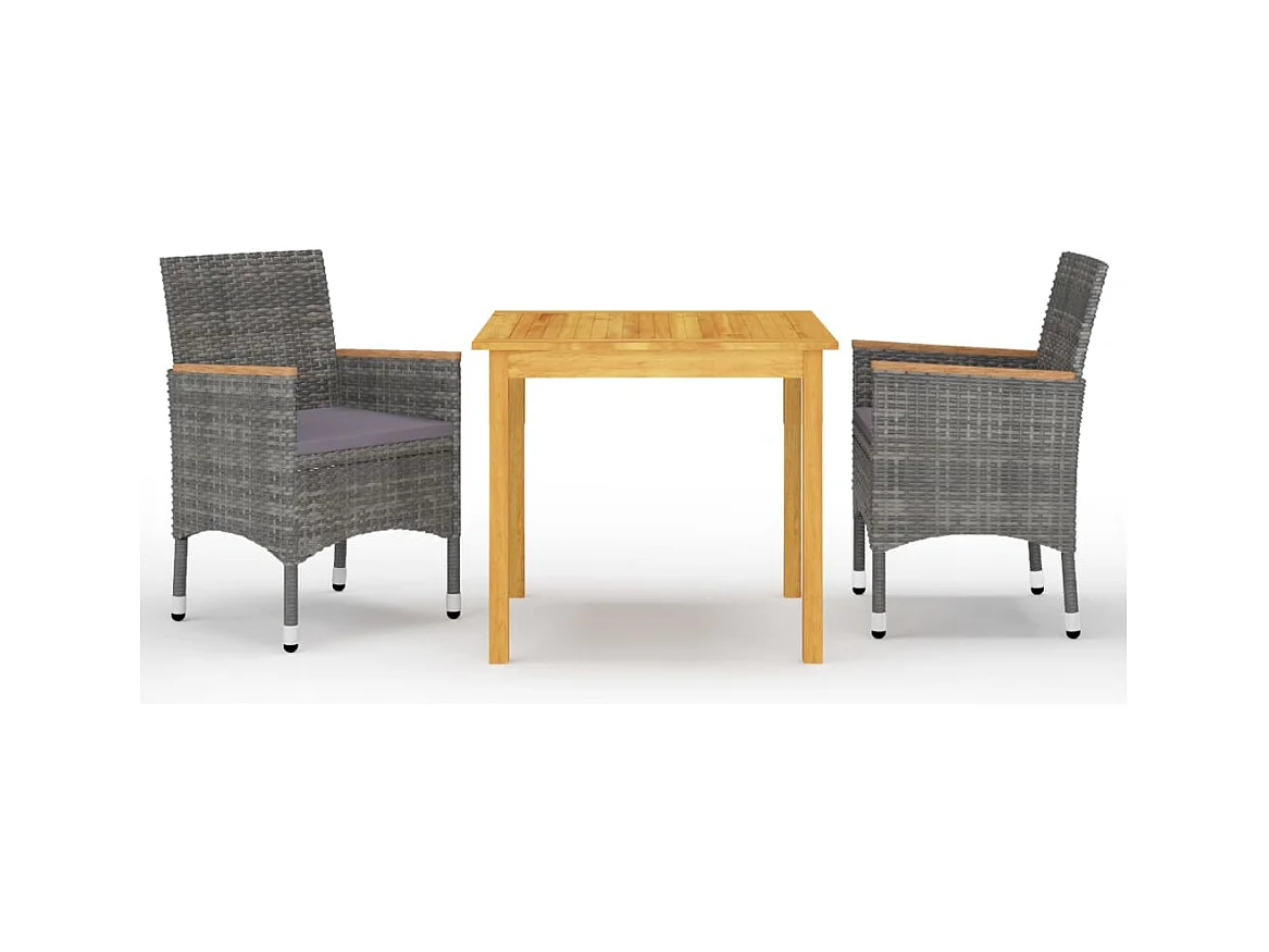 Ensemble à manger de jardin 3 pcs Gris