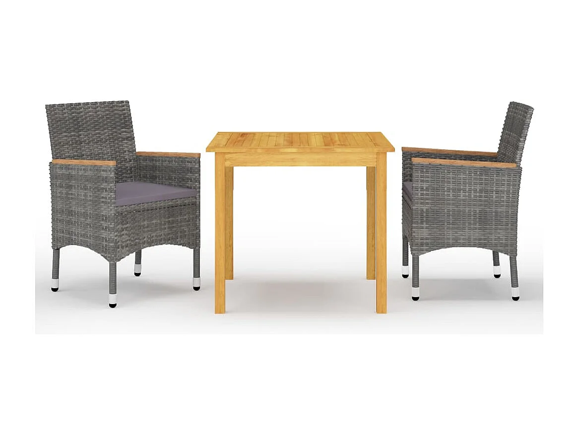 Ensemble à manger de jardin 3 pcs Gris