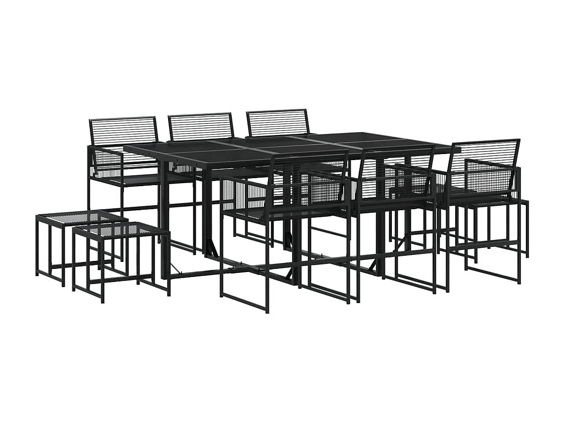 Set de comedor de jardín 11 pzas ratán sintético negro
