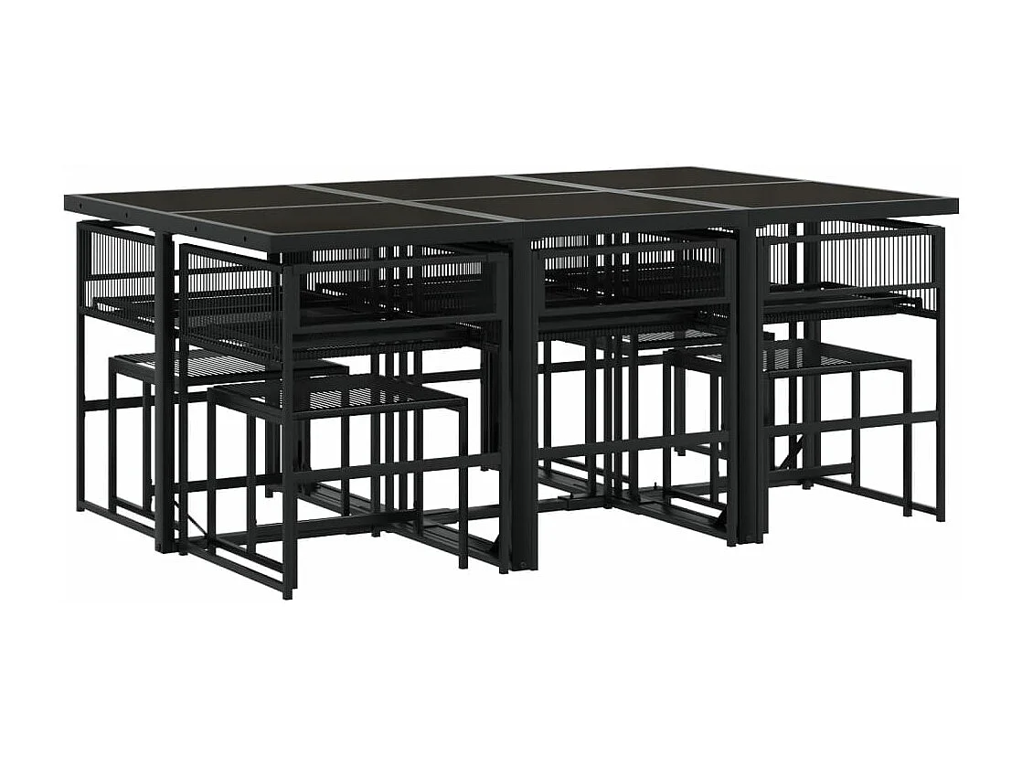 Set de comedor de jardín 11 pzas ratán sintético negro