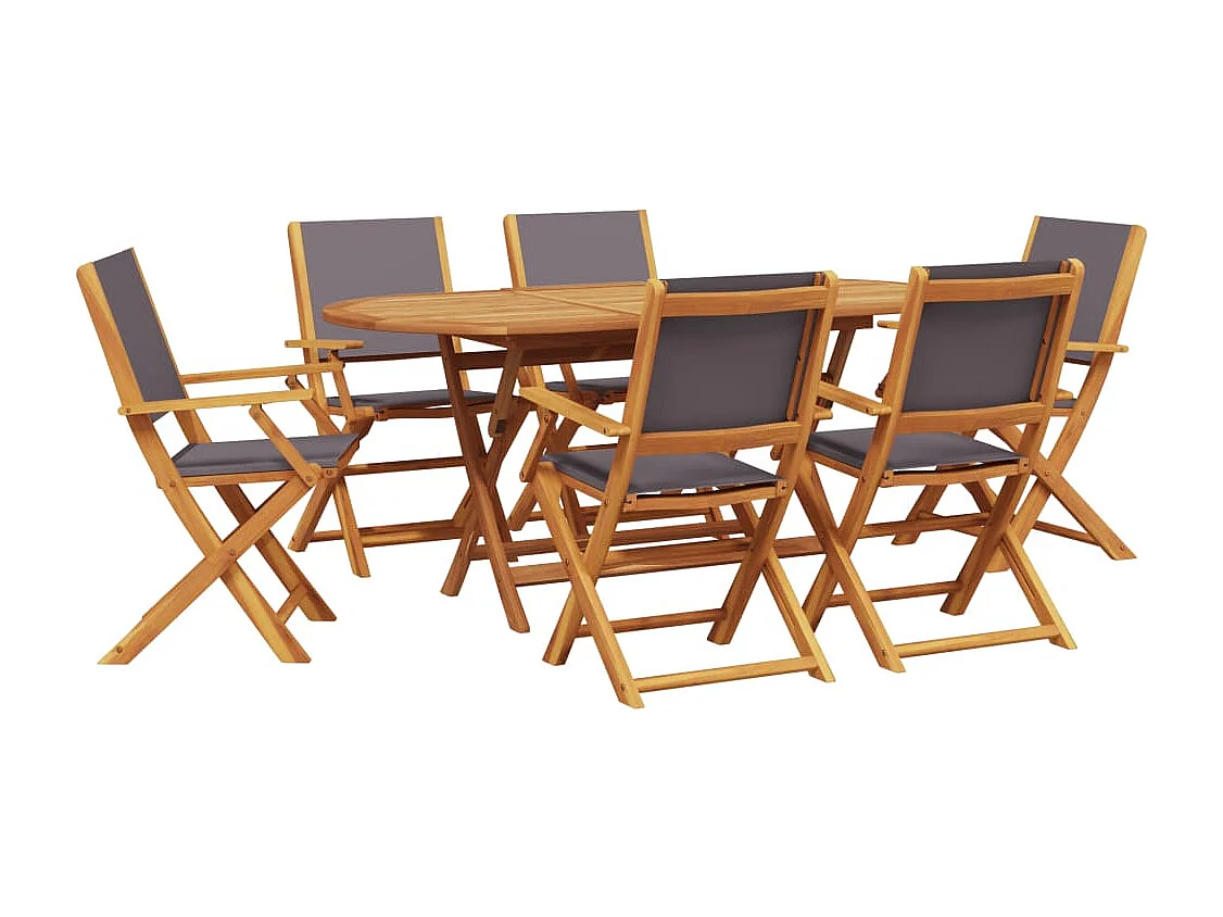 Ensemble à manger de jardin 7 pcs anthracite tissu bois massif