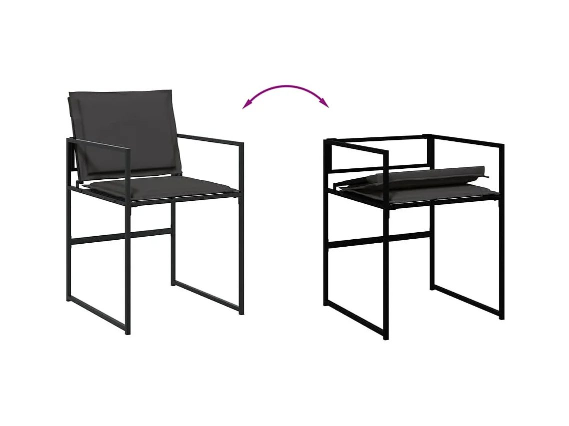 Ensemble à manger de jardin avec coussins 11 pcs noir textilène