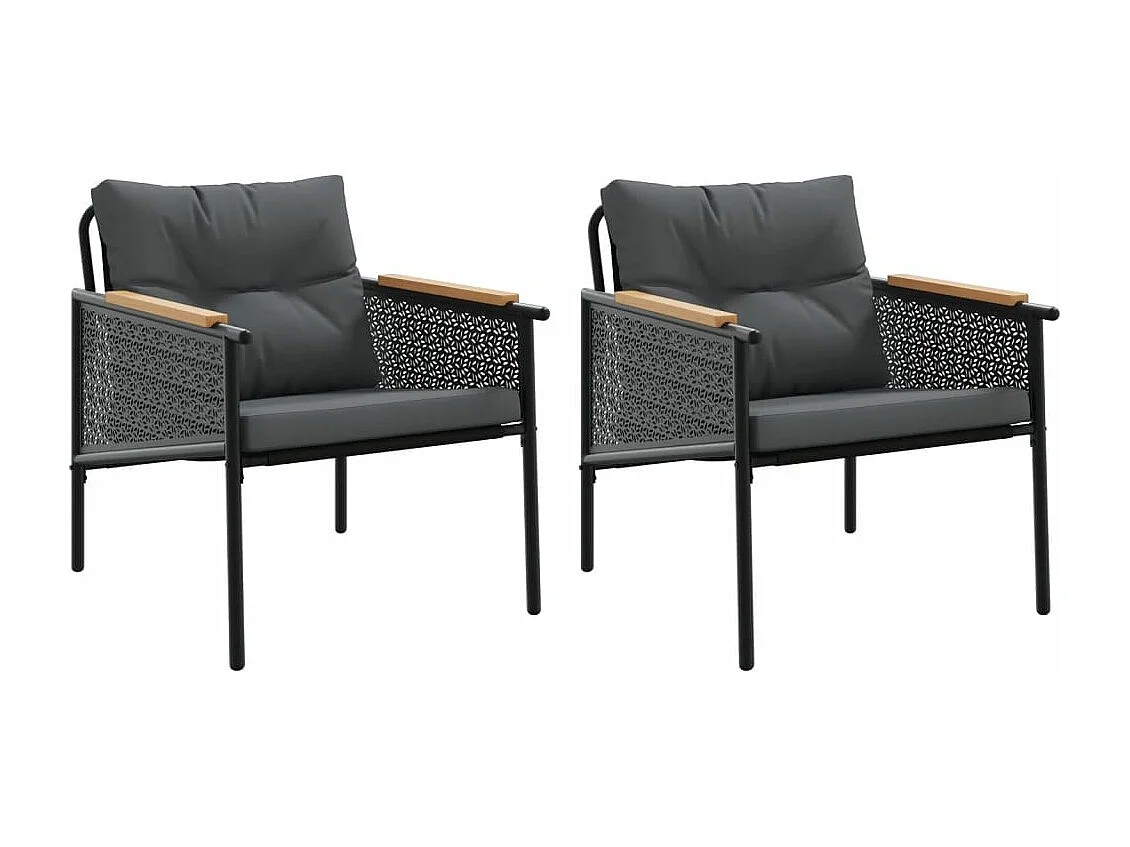 Chaises de jardin avec coussins lot de 2 noir acier