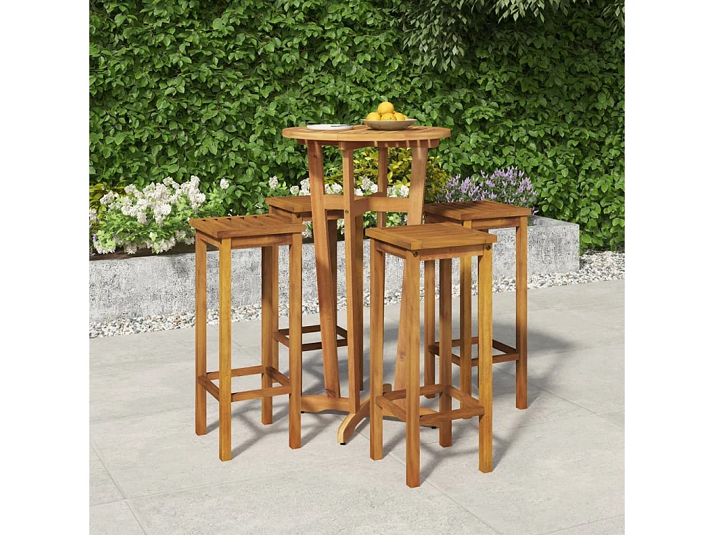 Ensemble de bar de jardin 5 pcs bois d'acacia solide