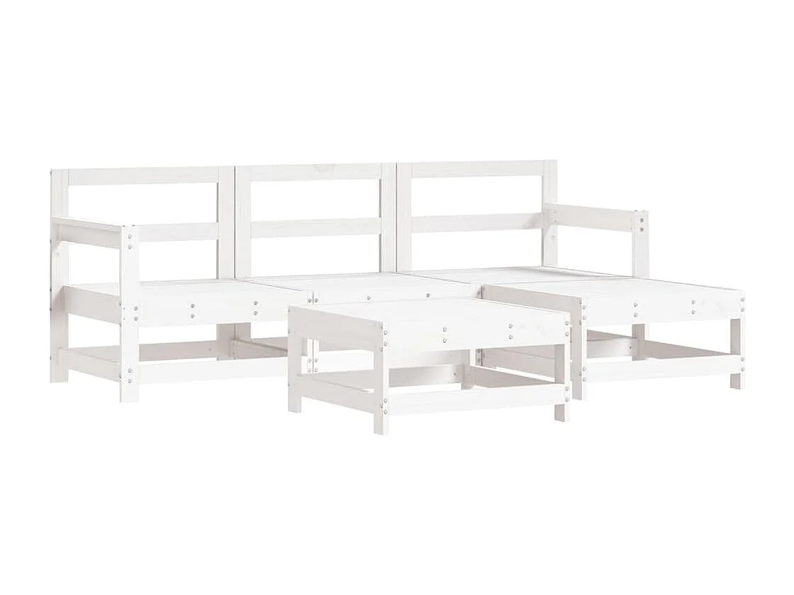 Set Salotto da Giardino 5 pz Bianco in Legno Massello di Pino