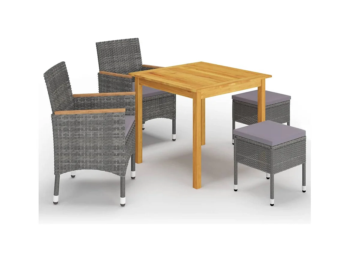 Ensemble à manger de jardin 5 pcs Gris