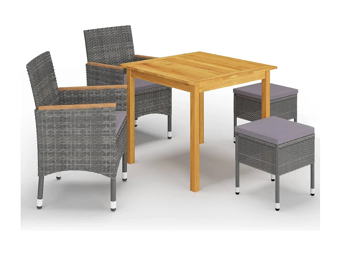 Ensemble à manger de jardin 5 pcs Gris