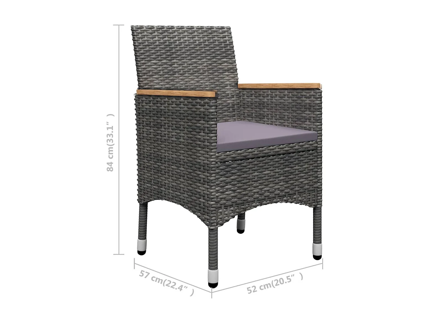 Ensemble à manger de jardin 5 pcs Gris