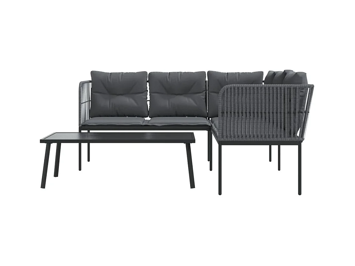 Ensemble de canapés de jardin et coussins noir acier textilène