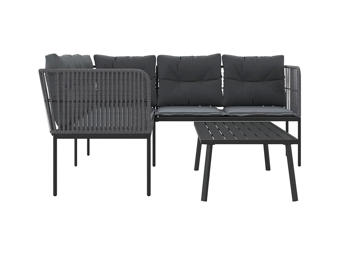 Ensemble de canapés de jardin et coussins noir acier textilène