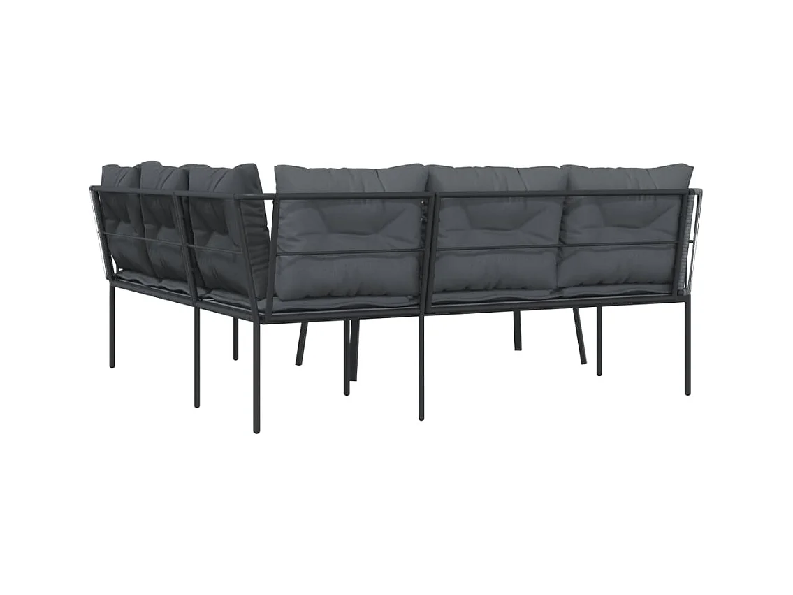 Ensemble de canapés de jardin et coussins noir acier textilène