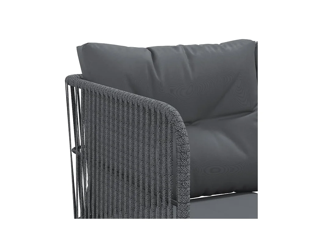 Ensemble de canapés de jardin et coussins noir acier textilène