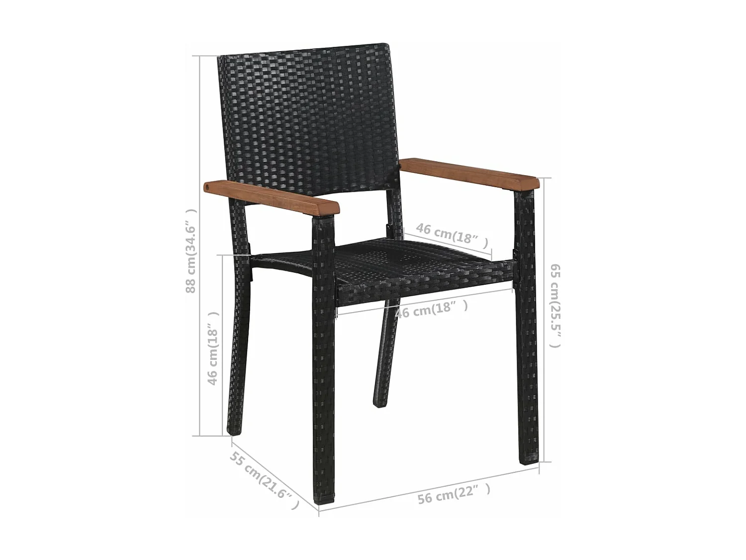 Ensemble à manger de jardin 7 pcs Noir