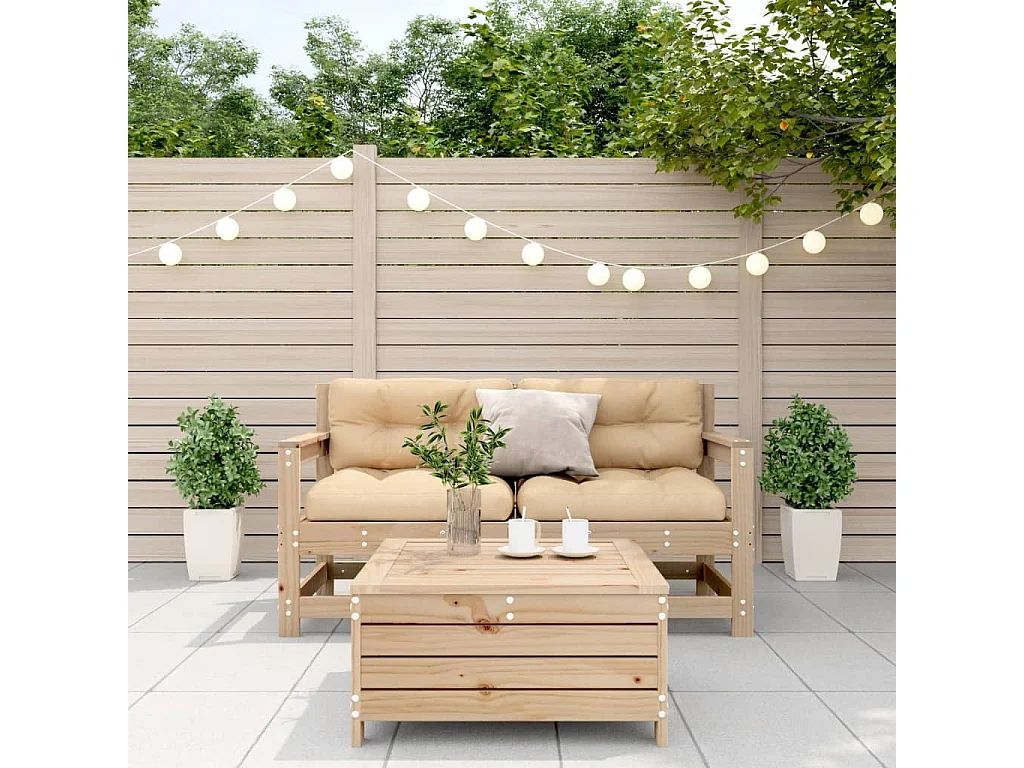 Salon de jardin 3 pcs avec coussins Bois de pin massif