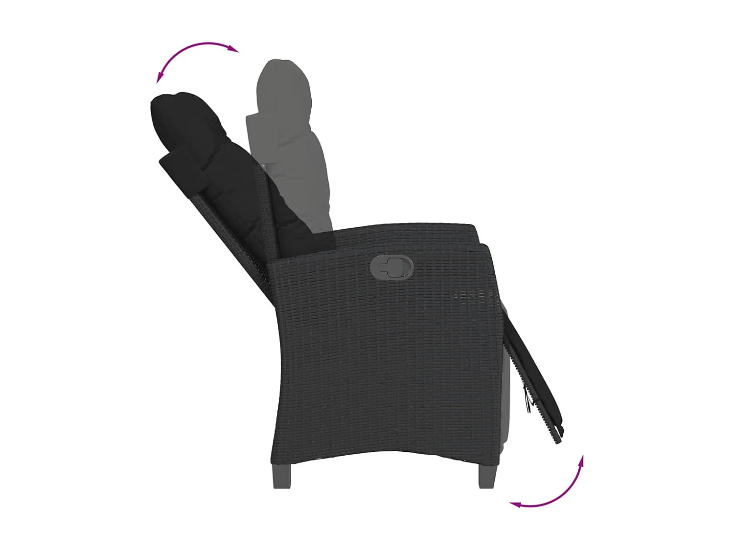 5 pcs conjunto de jantar p/ jardim c/ almofadões vime PE preto