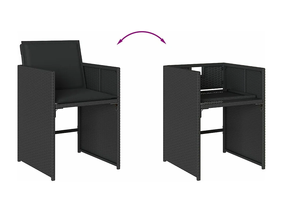 Ensemble à manger de jardin 9pcs coussins noir résine tressée