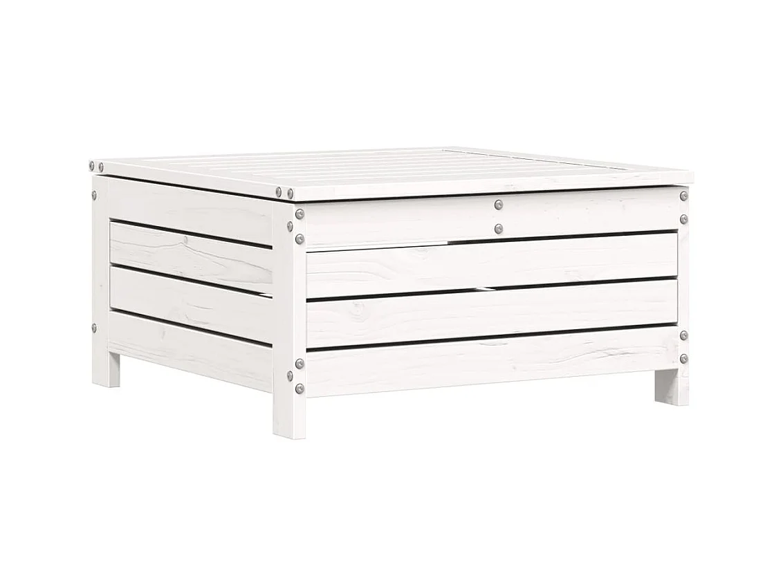 Salon de jardin 5 pcs blanc bois massif de pin